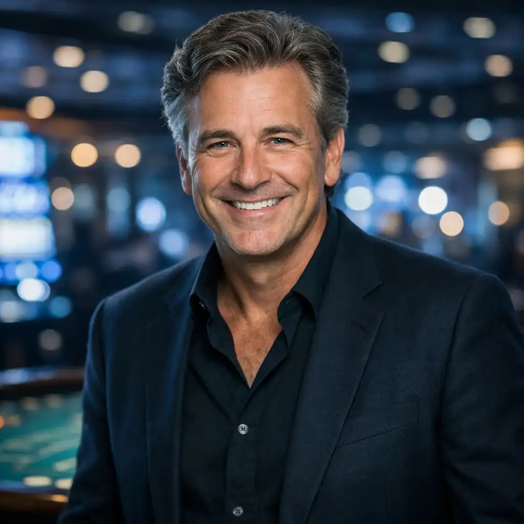 Portrait of the Casino Specialist standing near a shipboard casino table